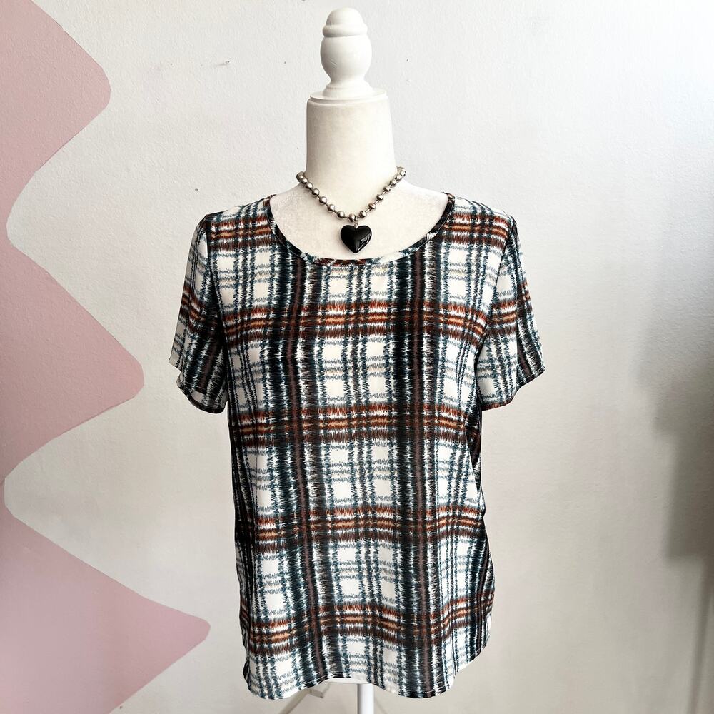 Anthropologie Maeve Plaid Top Cottagecore Preppy Academia Retro Casual XS